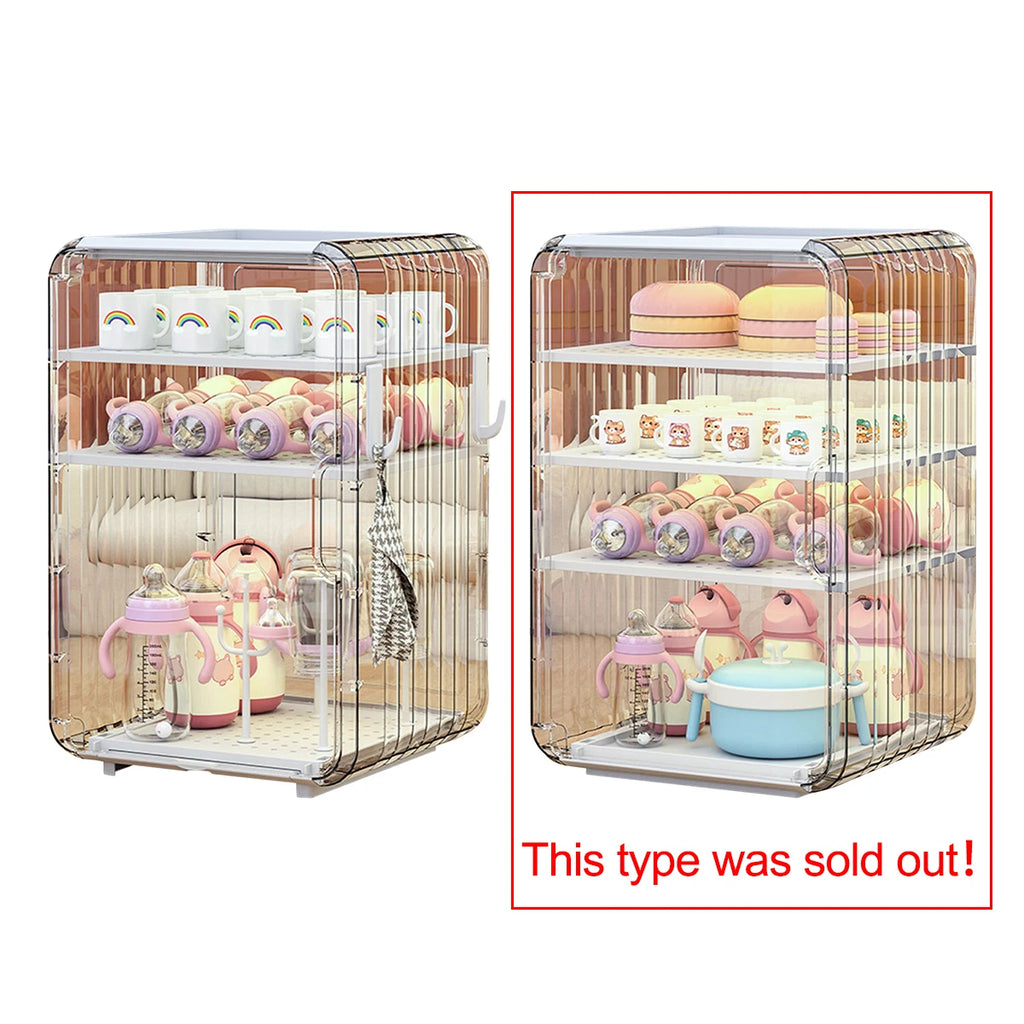 Kids Utensil Organizer Clear Adjustable Storage Rack for Baby Bottles Cups Plates Kitchen Countertop Fridge Dining Cabinet