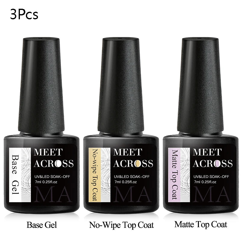 MEET ACROSS 6/8Pcs Set Glitter Gel Nail Polish Autumn Winter Nail Art Varnishes Semi Permanent Soak Off UV Gel Kit Nails Lacquer