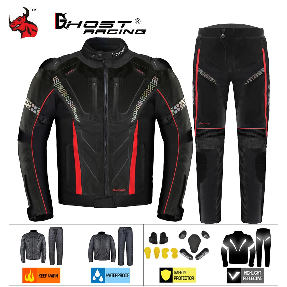 New Motorcycle Jacket Pants Suit Protective Gear Motorbike Riding Jacket Waterproof Windproof Motorcycle Pants Suit