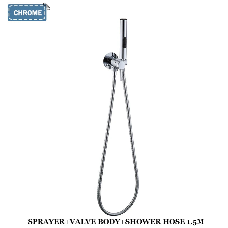Brass Bidet Faucet 304Stainless Steel Portable Toilet Bidet Sprayer Set Toilet Faucet Hygienic Shower Hot Cold Water Shoer Head