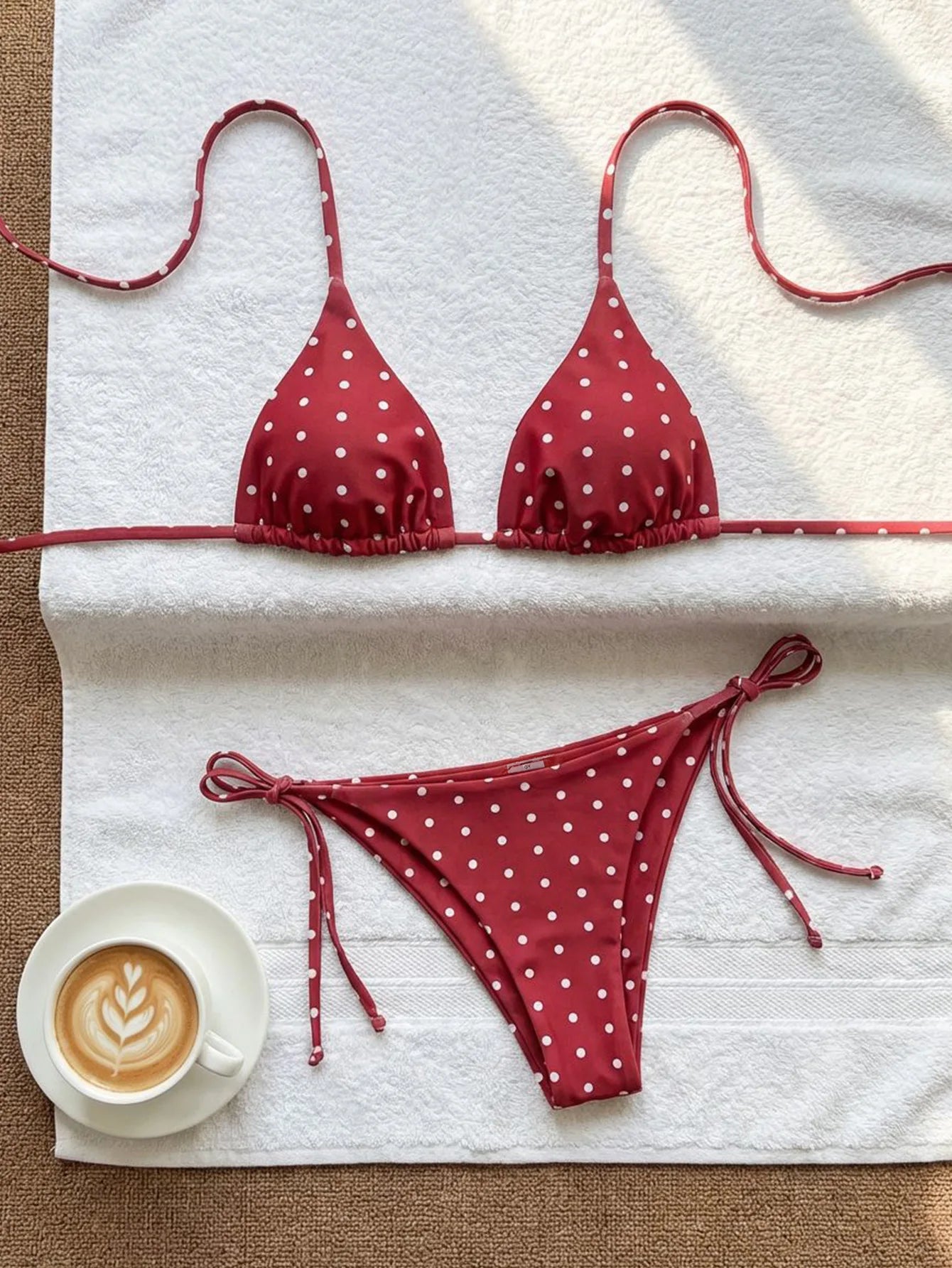 2026 Retro Polka Dot Tie Side Bikini Set for Women, Sexy Push Up Halter Neck Swimwear, High Waist Beach Bathing Suit, Summer