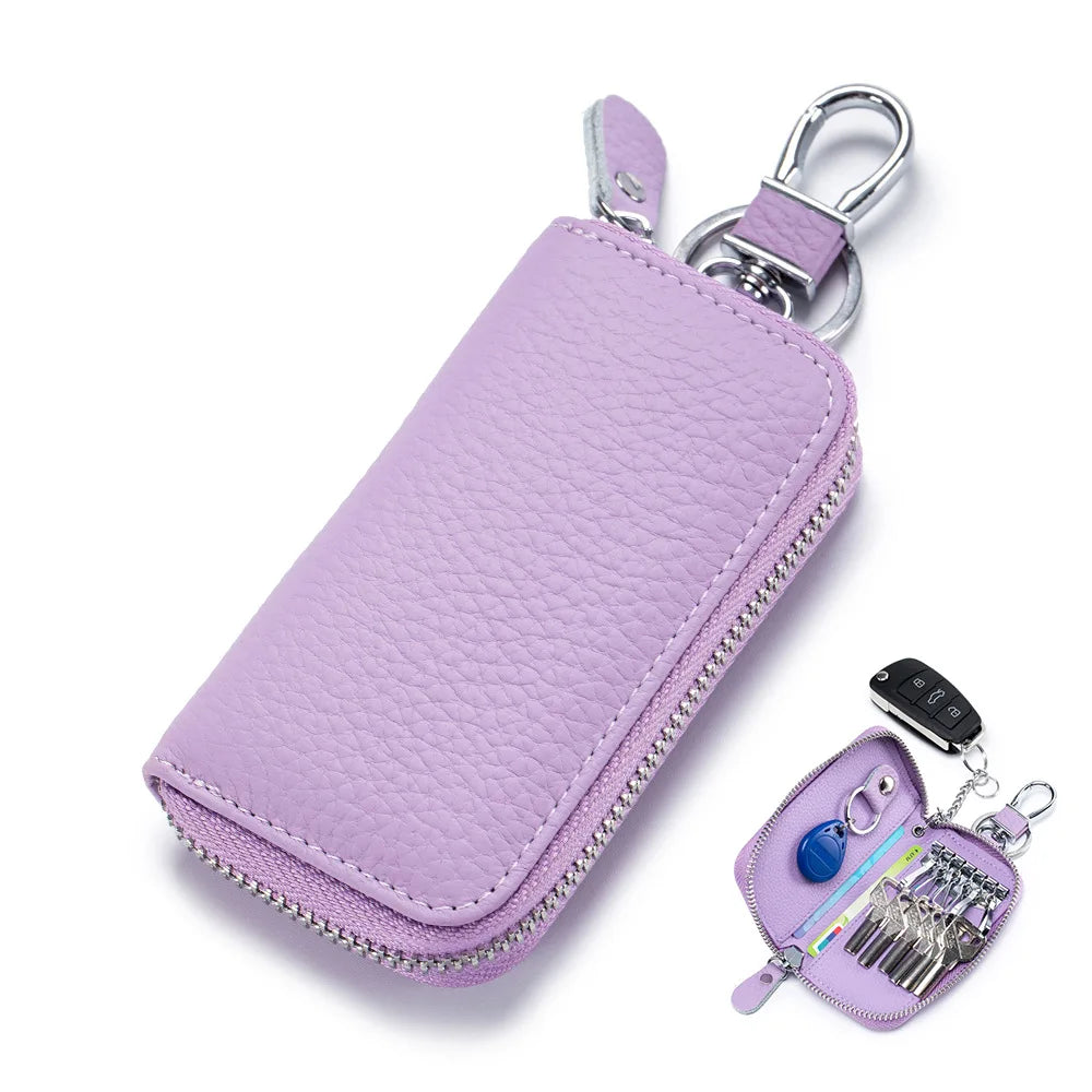 Key Case Multifunctional Zipper Men's Household Key Case Universal Car Keybag Women Leather Organizer Keychain Wallet 10 Color