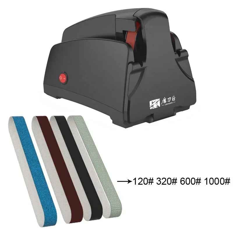 Knife Sharpener Electric, 4-Stage Professional Sharpener with 120-1000# Grit Sanding Belt, Fast & Precise for Kitchen Chef Tools