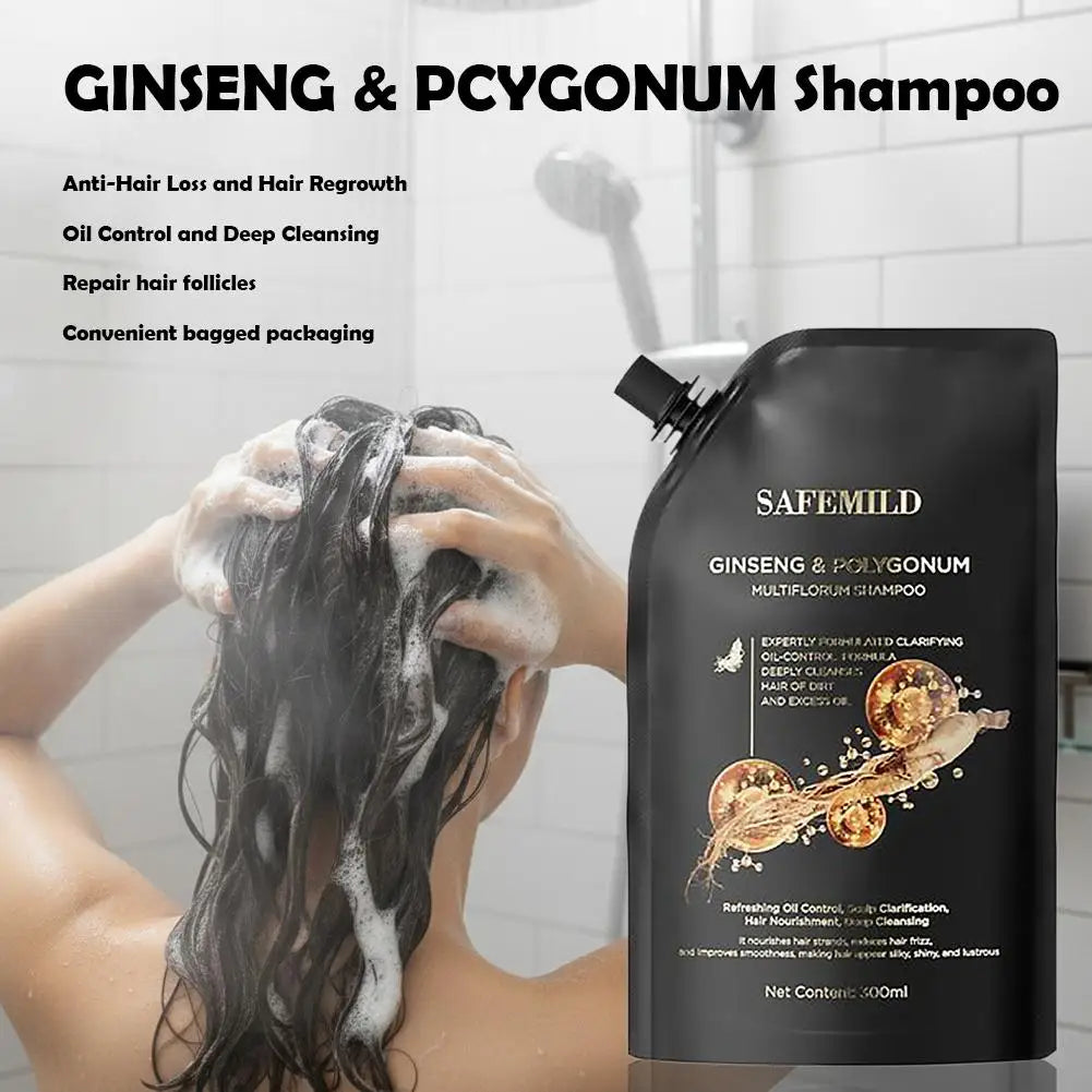Ginseng & Polygonum Multiflorum Shampoo Hair Growth Shampoo Deep Cleaning Nourishing Smoothing Repairing Dry Damaged Hair Care