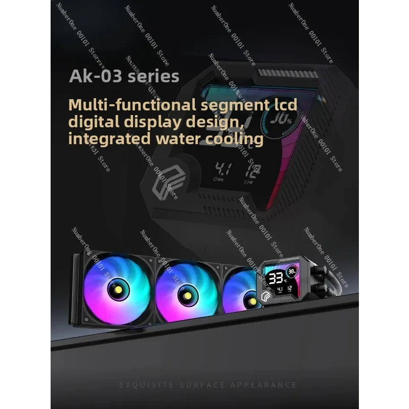 360 ARGB CPU Liquid Cooler with Segment Code Screen, Intelligent Temperature Display PC Radiator