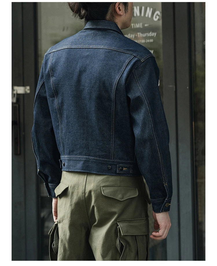 NON STOCK FLYERS Primary Color Left Oblique Anti-shrink Denim 101J Short Denim Jacket Retro Knight Jacket