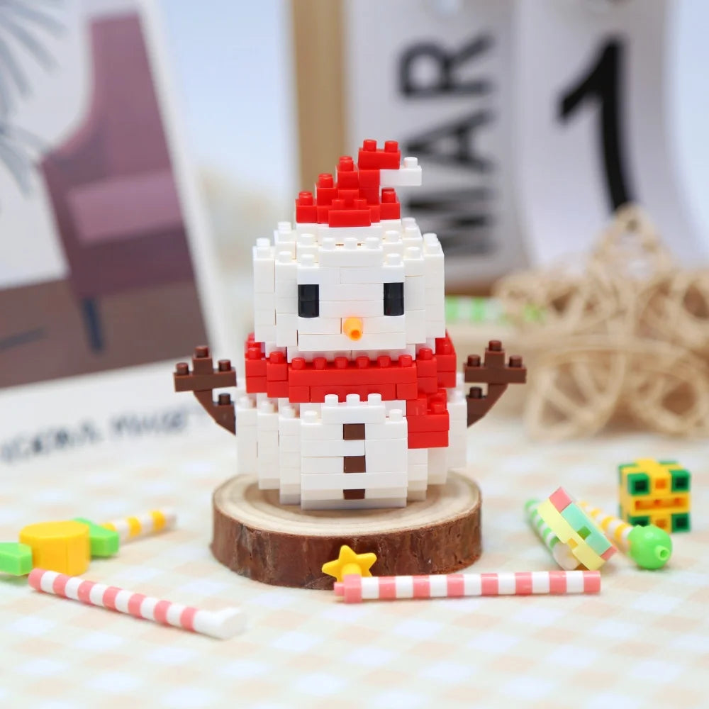 Christmas Building Blocks Set Santa's Workshop Building Santa Sleigh DIY Reindeer Sleigh Christmas Hat Educational for Kids Gift