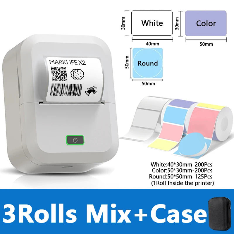 Marklife X2 Mini Portable Label Printer 2Inch Handheld Thermal Printer Mobile Bluetooth Wireless Adhesive Label Labeling Machine