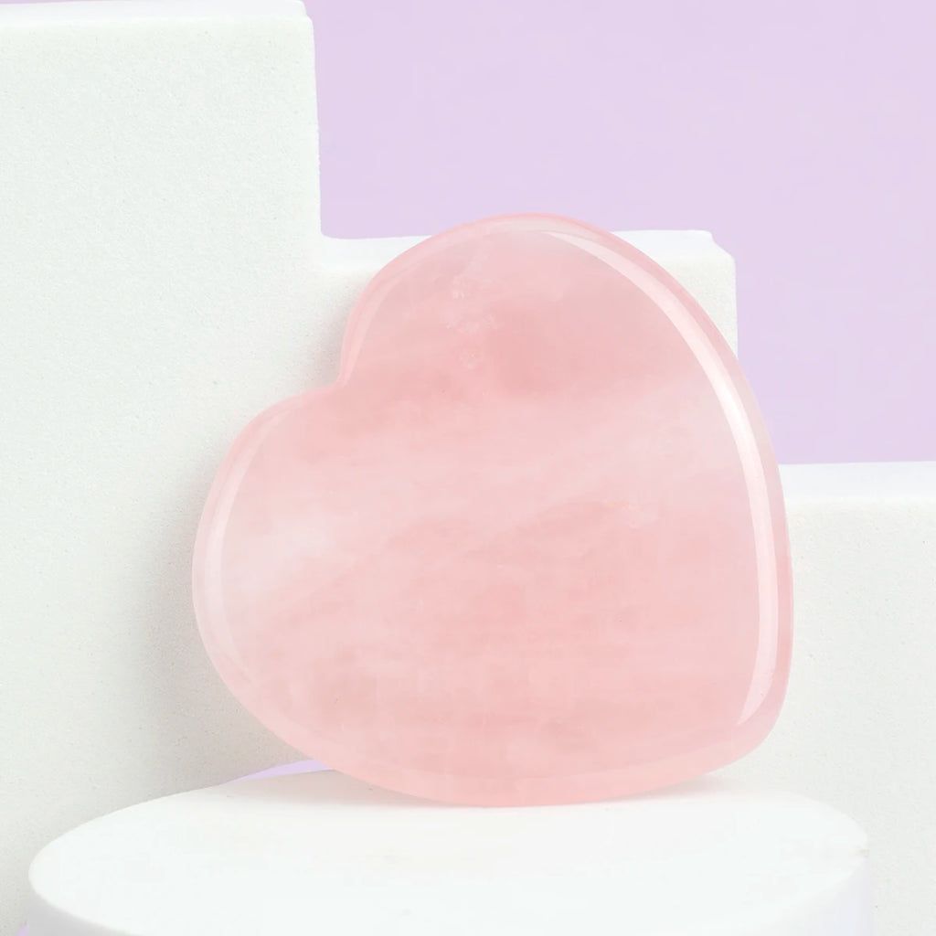 1pc 6cm Rose Quartz Guasha Board Heart Pink Crystals Stone Gifts Natural Quartz Love Crystal Home Decor Good Gift Skin Care Tool