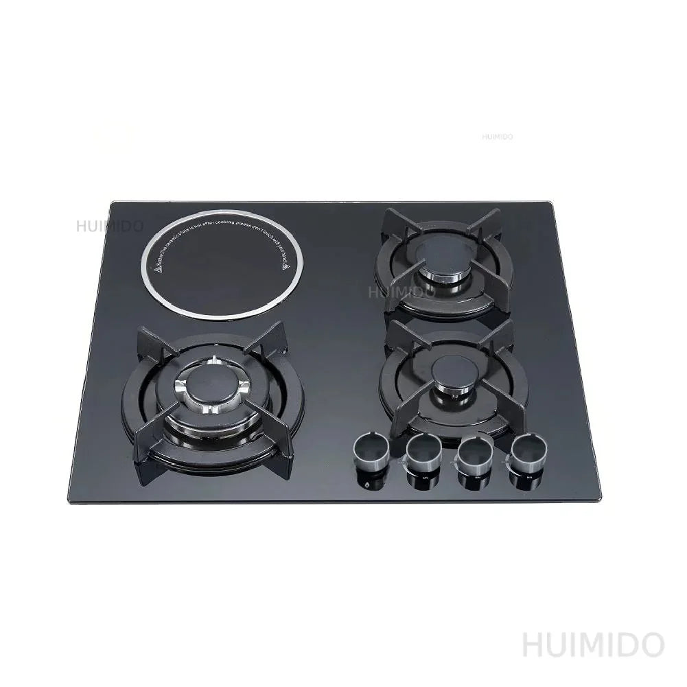 Gas Stove 3 Gas 1 Electric Burner, Ceramic Cooktop, Multi-Function Kitchen Appliance, High Efficiency Cooking Range