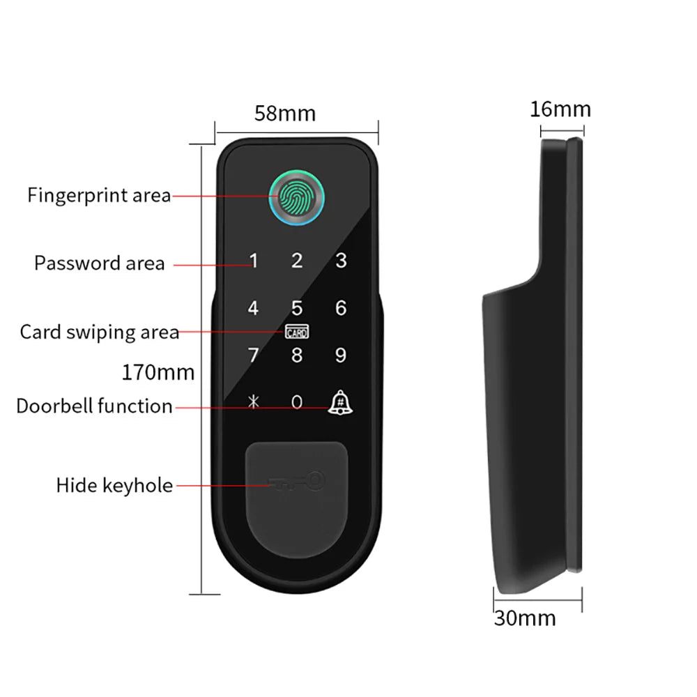 Support Tuya app Bluetooth app fingerprint intelligent door lock password RFID card wheel rim bolt lock electronic door lock