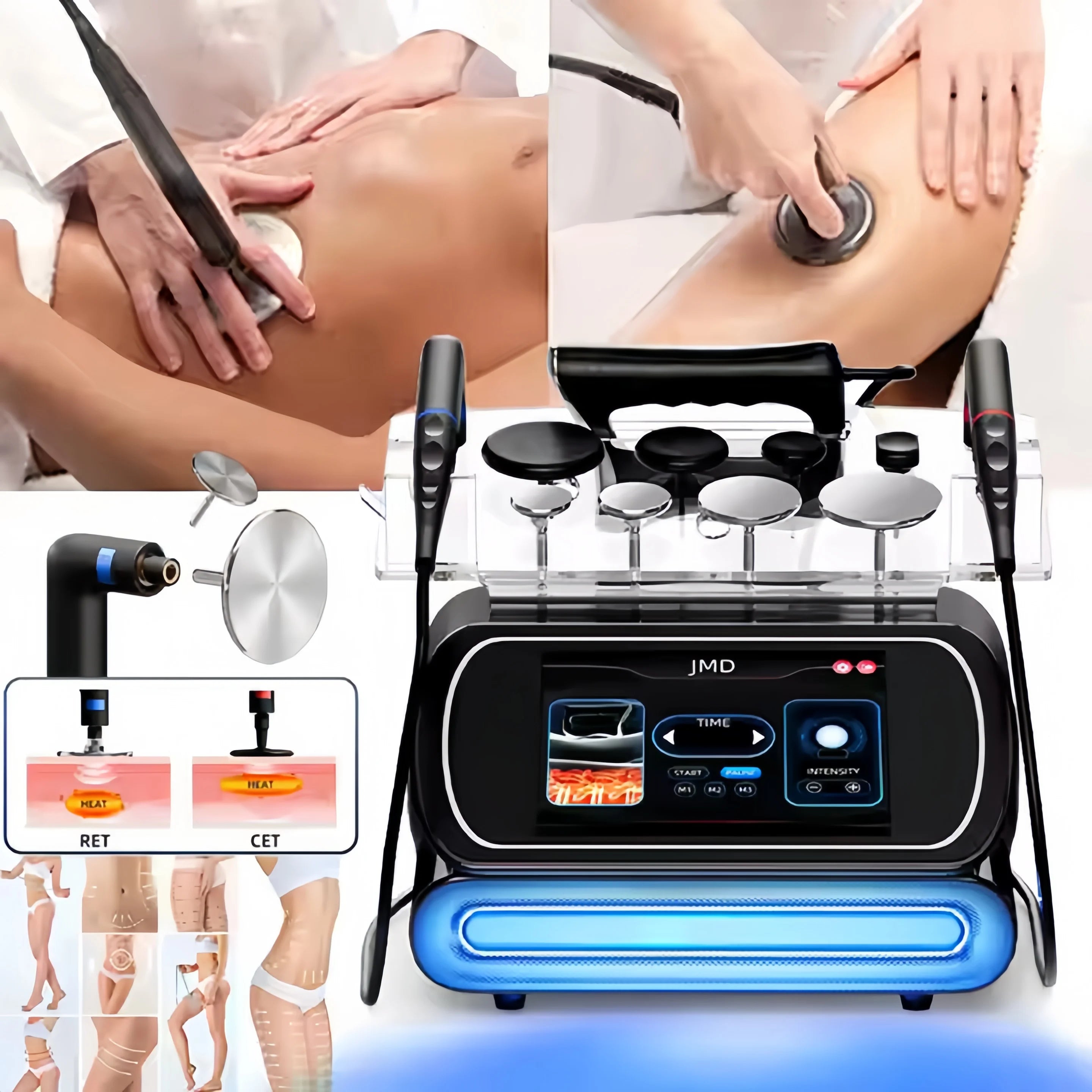 3 in 1 448kHz Capacitive Resistive Therapy Machine RET CET Diathermy Body Sliming Pain Relief 448KHz Tecar Therapy Machine