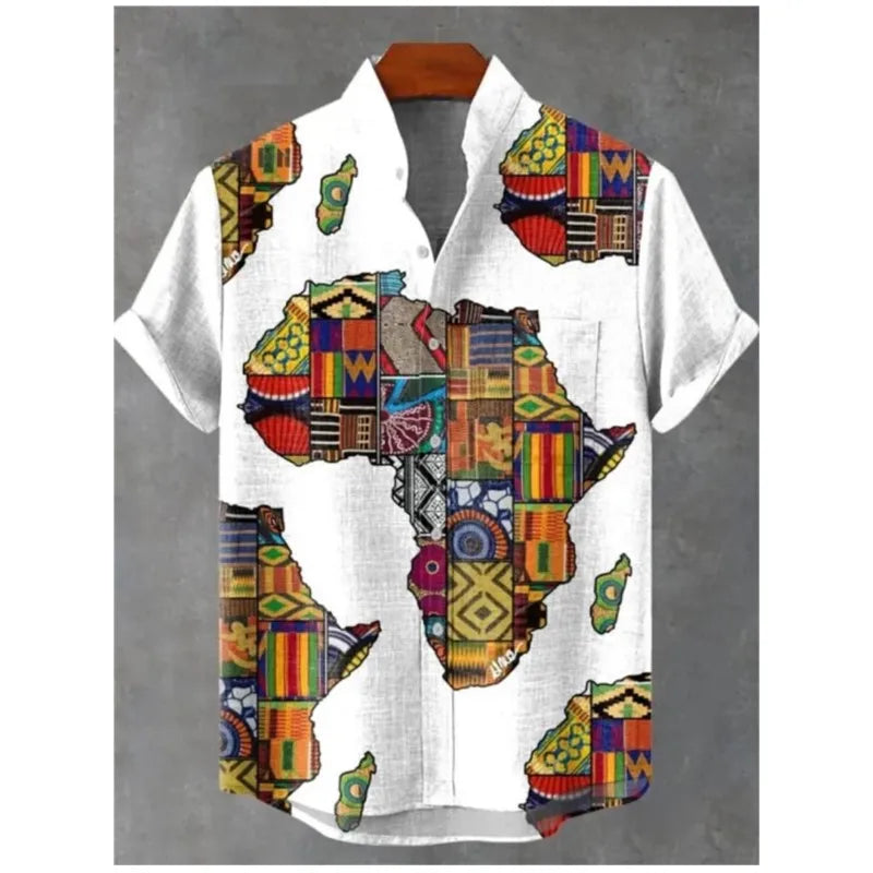 Men's Fashionable Casual Shirt Short Sleeved 3D Printed Pattern Clothing Shirt Linen Camisa Hawaiana Hombre Cosas Baratas