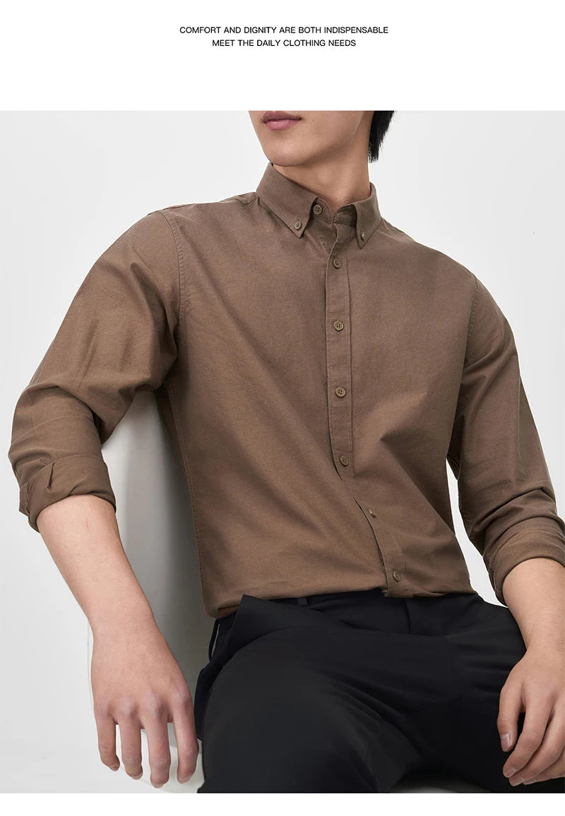 New 100% Pure Cotton Striped Shirt For Men's Long Sleeve Casual Regular Fit Soft Comfortable Business Social Shirts Men Clothing
