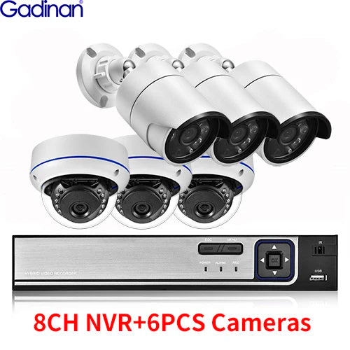 Gadinan 8MP Ultra HD POE Network Video Surveillance System 4K Security Cameras 4CH 8CH NVR Dome Bullet CCTV Kit Audio Record Set