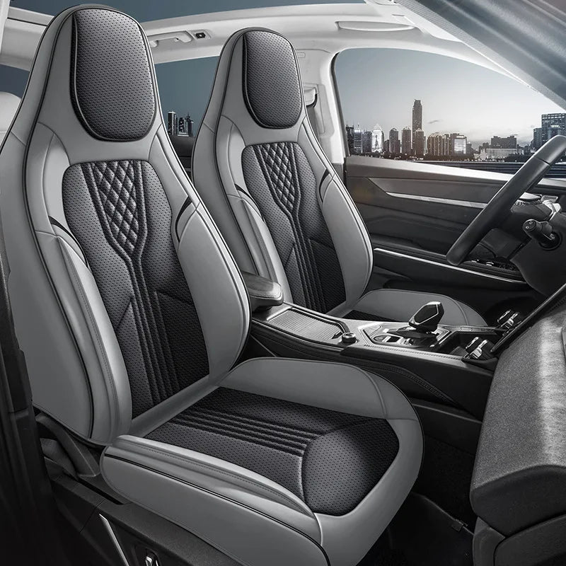 Universal Sporty Seat Luxury Car Seat Full Cover Perforated Breathable Leather Sedan SUV. Cushion Car Seat Full Cover Protection