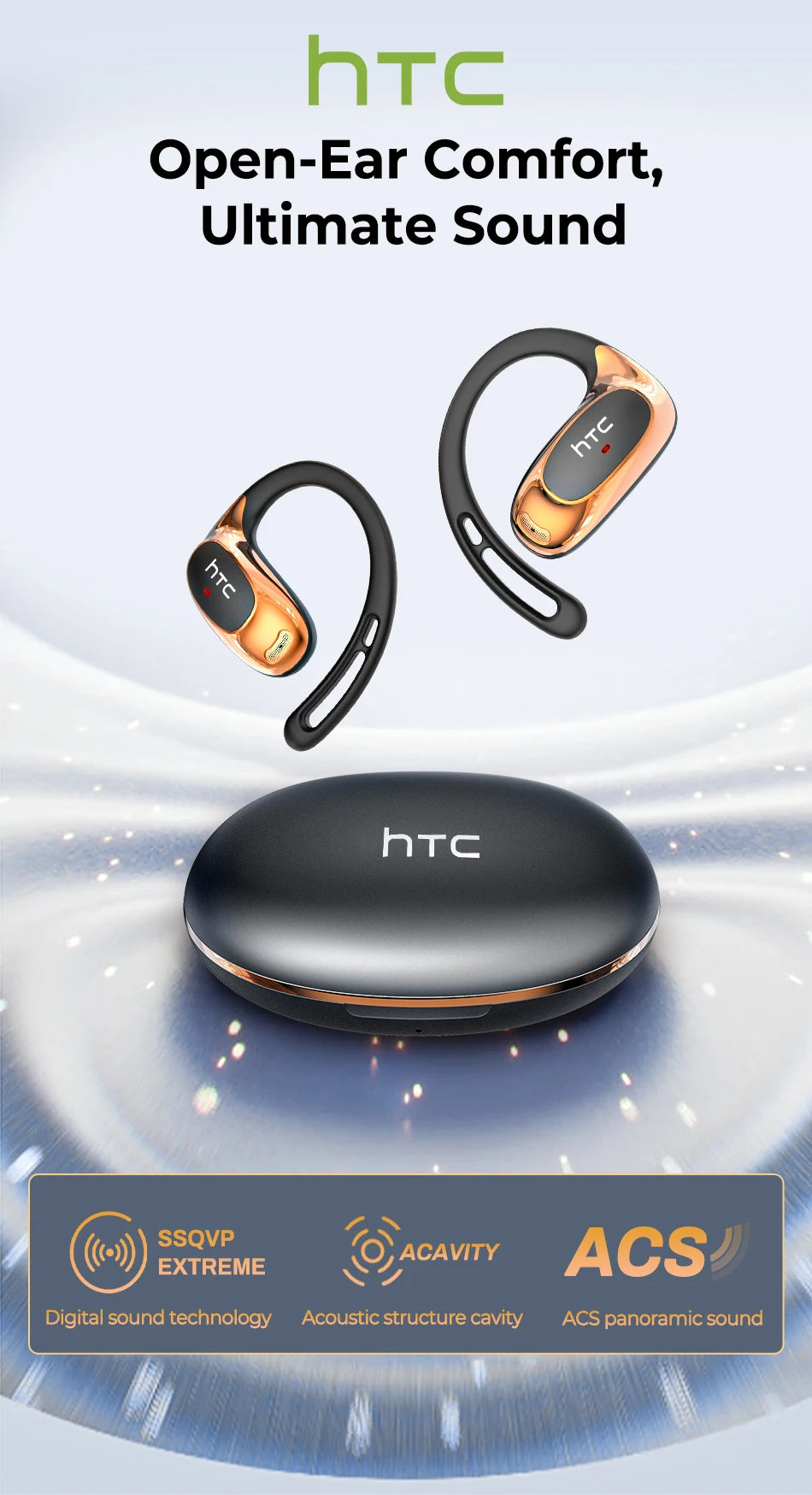 Bluetooth Auricles HTC NE35 2026 AI Real-Time Language Translator Earbuds 134 Languages BT6.0 IPX5 90H Battery Wireless Headset