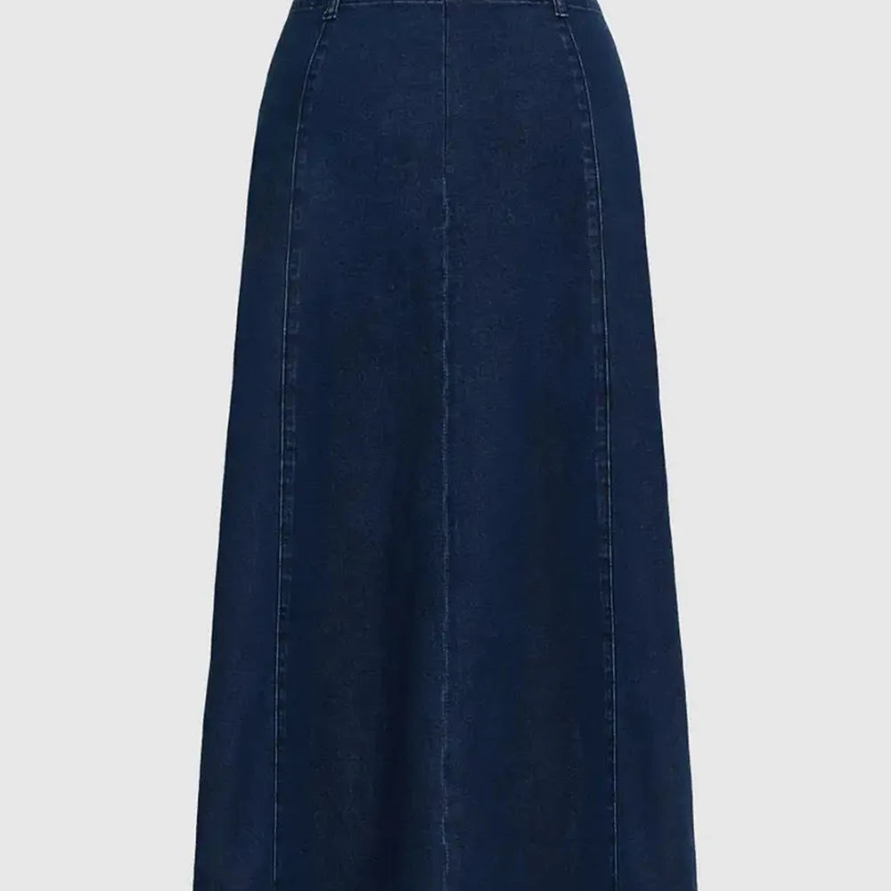 Denim Fabric Half Length Skirt Solid Color Clothes Simple Style  Casual Wear Stretch Fabric Dress A-Line Bottom Skirt