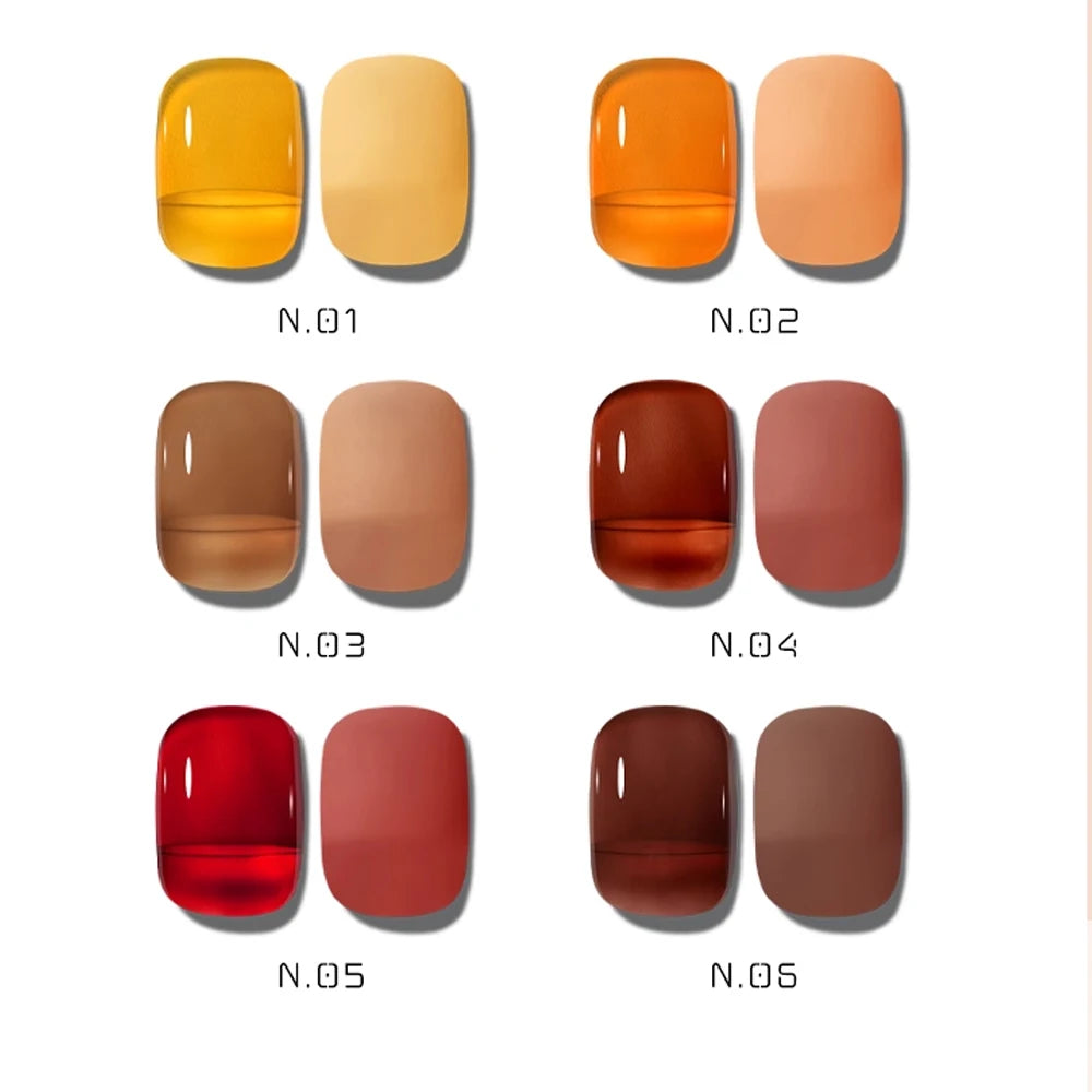 1/6color 5g Amber Brown Gel Nail Polish Set Y2K Autumn Winter Gradient Leopard Jelly Nail Gel Semi Permanent Soak Off Varnish