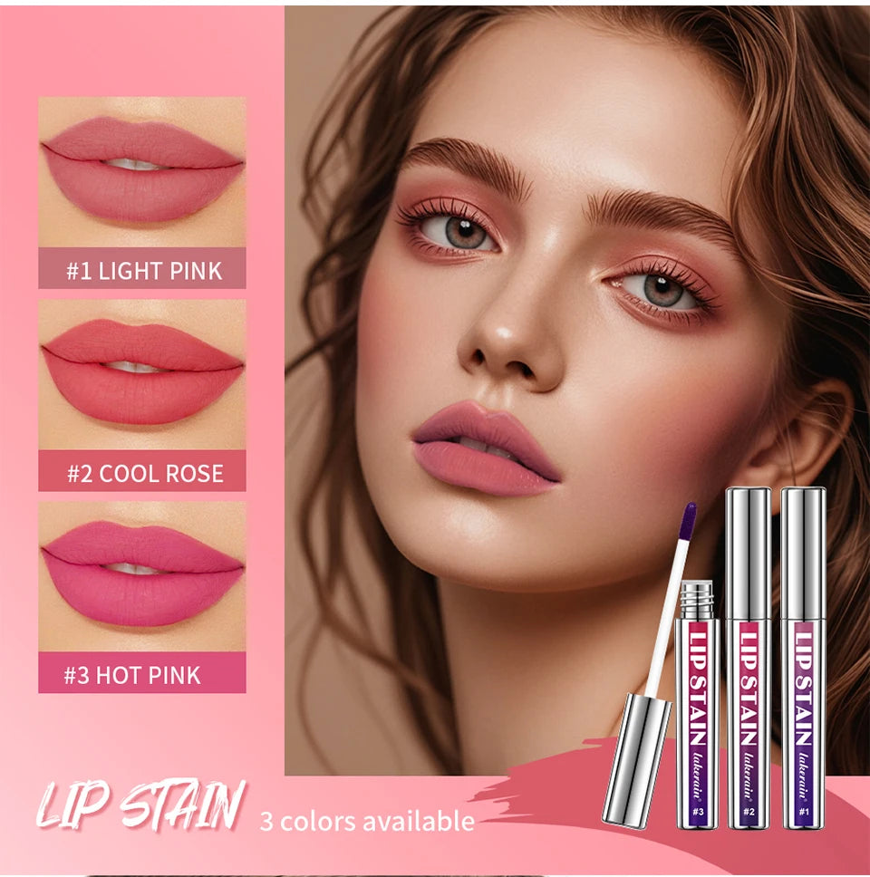 3pcs/set Peel Off Lip Stain Set Long-Lasting Waterproof Lip Tint Transfer Proof Non-stick Cup Natural Lip Stain Female Makeup