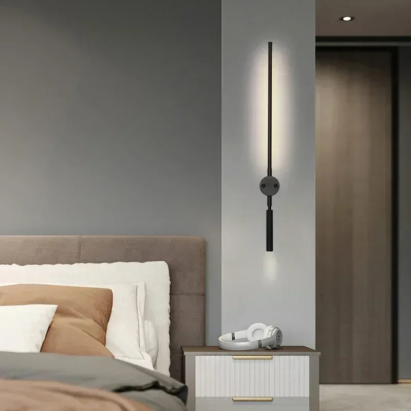 Modern LED Wall Lamp with Switch Bedroom Light Stairs Hallways Living Room Nordic Art Background Decor Black Lights Bathroom