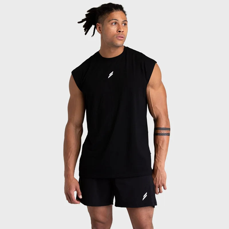 Summer Fitness Sports Tank Top Men's Breathable Loose Fit Training Sleeveless T-shirt Quick Drying vest male Fitness Clothing