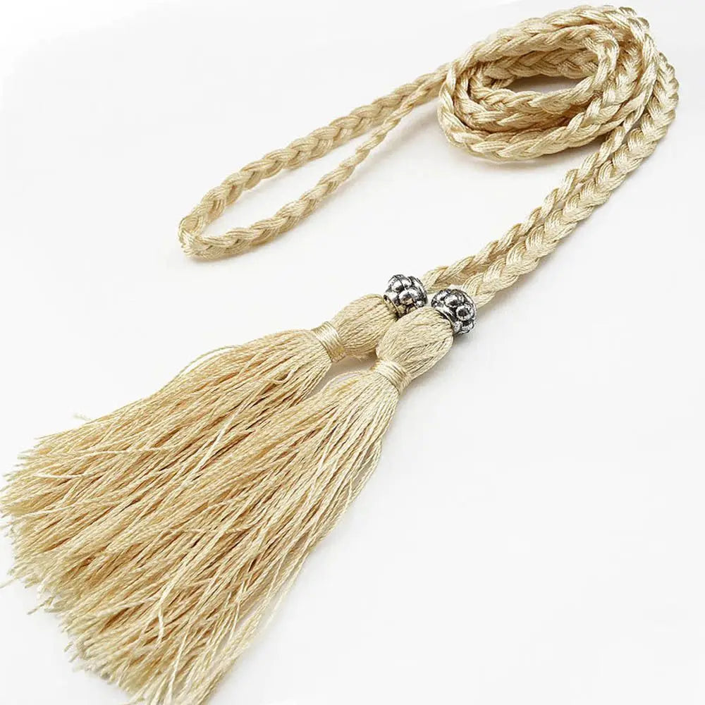 160cm Thin Bow Tassle Dress Woven Rope Tassles Belts Waist Chain Braided Belts Waist Rope