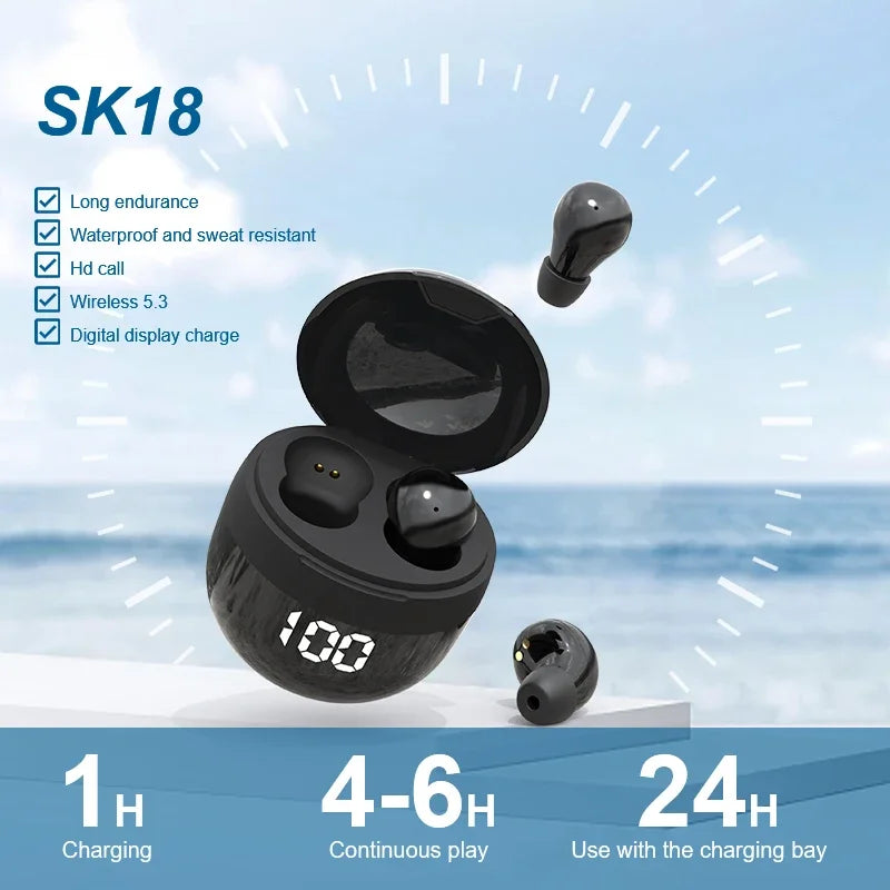Wireless In-ear Headphones Bluetooth 5.4 Earphone Control Sport Headset Waterproof Microphone Music for Tumbler Design Mini Tiny