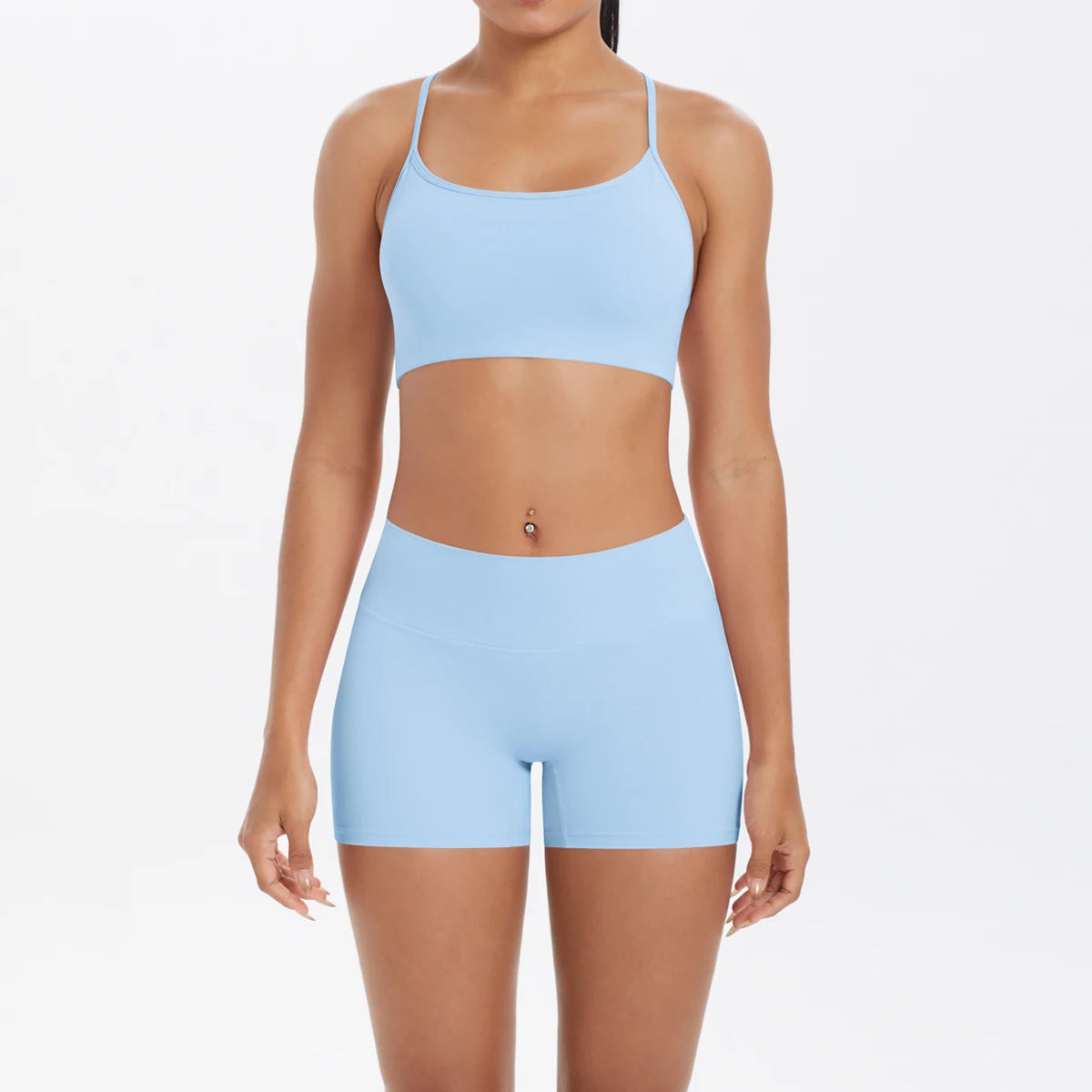 New Cross Backless Yoga Bra And Fitness Shorts Gym Yoga Set Woman’s Summer Running Sports Quick-Dry Women Gym Clothing Yoga Suit