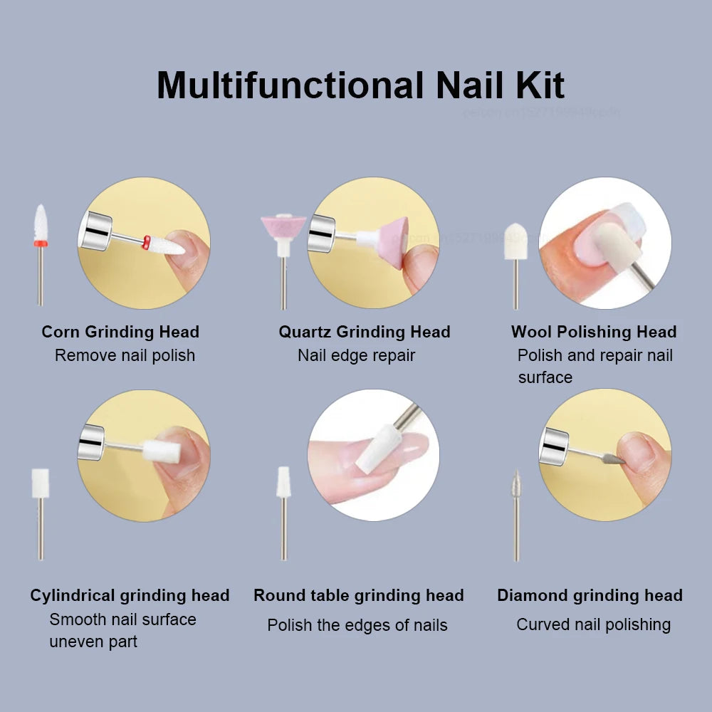 Professional Electric Nail Drill Machine 15000RPM Portable Manicure Pedicure Set for Acrylic Gel Nails New Nail File Tool