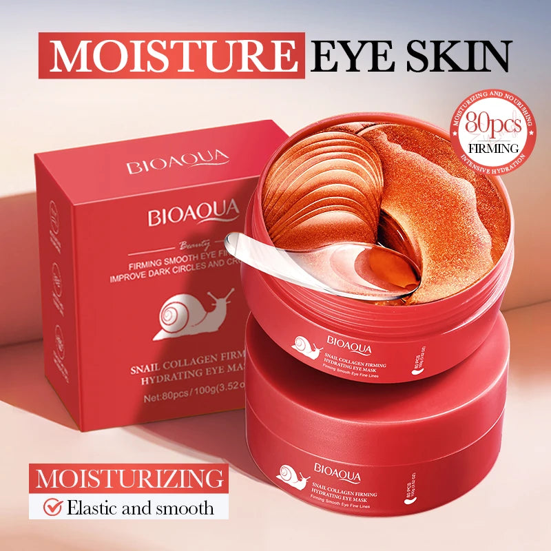 80pcs BIOAQUA Snail Crystal Collagen Eye Mask Anti Dark Circles Eyes Bags Anti-Wrinkles Moisturizing Anti-Aging Eye Patches