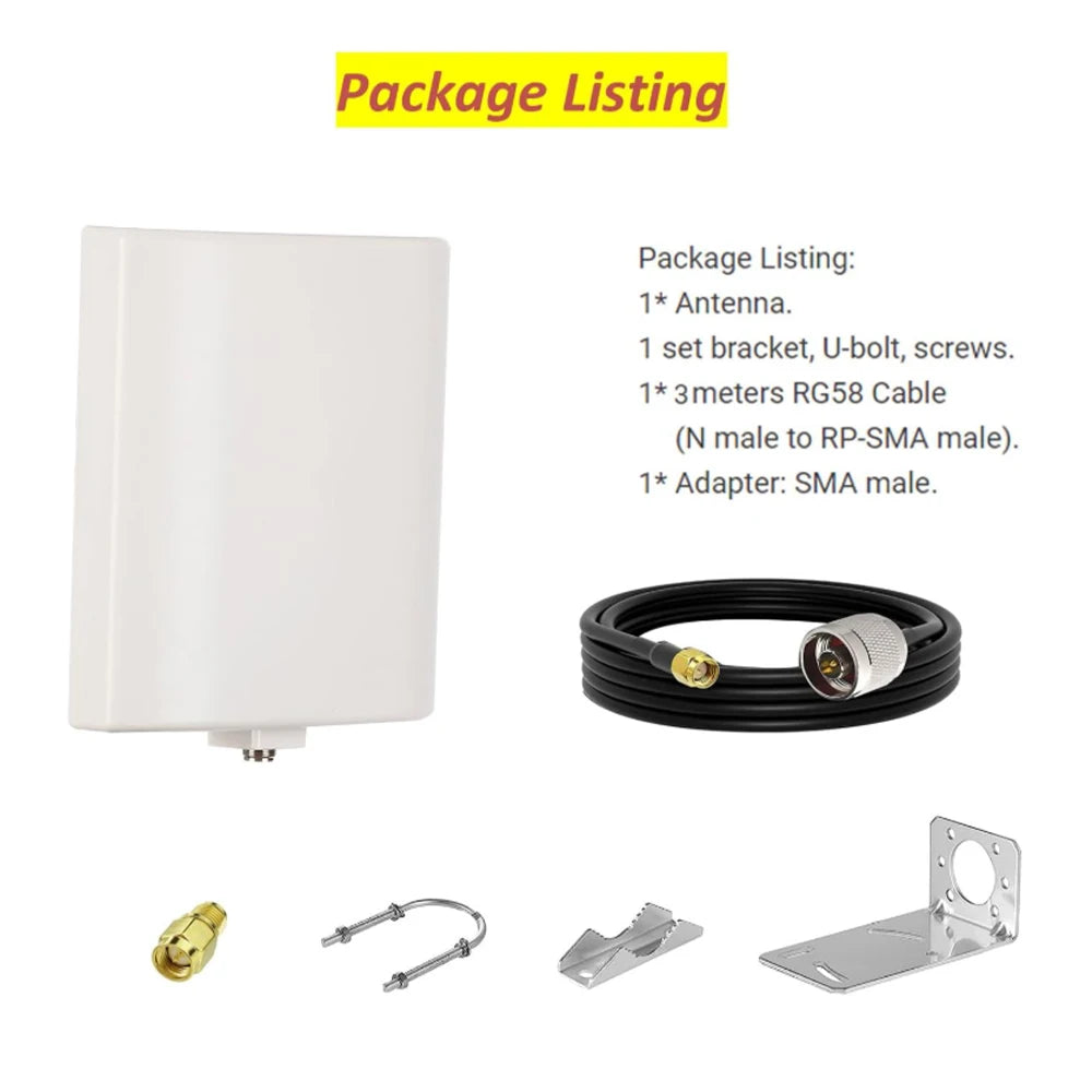 WiFi Antenna Outdoor Long Range,Directional,Dual Band WiFi Pane 2.4GHz 5.8GHz 5GHz,15dBi,for WiFi Router,AP,3meter Cable,RP-SMA