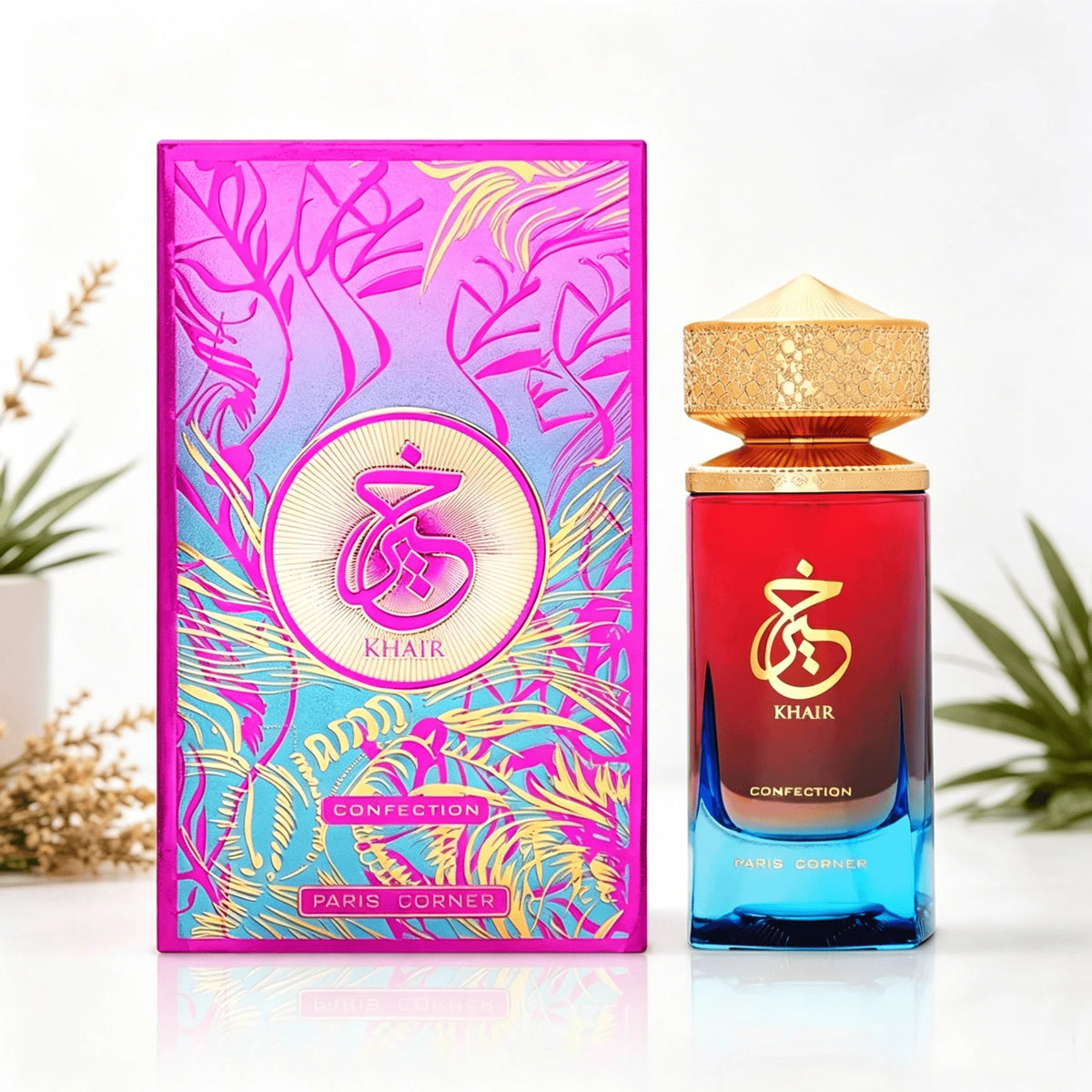Paris Corner Khair Confection Unisex Deodorant Long Lasting Sweet Fruity Gourmand Anti-Odor Body Spray Gradient Red Blue Square Bottle Luxury Arabian Fragrance Deodorant Gift for Men Women