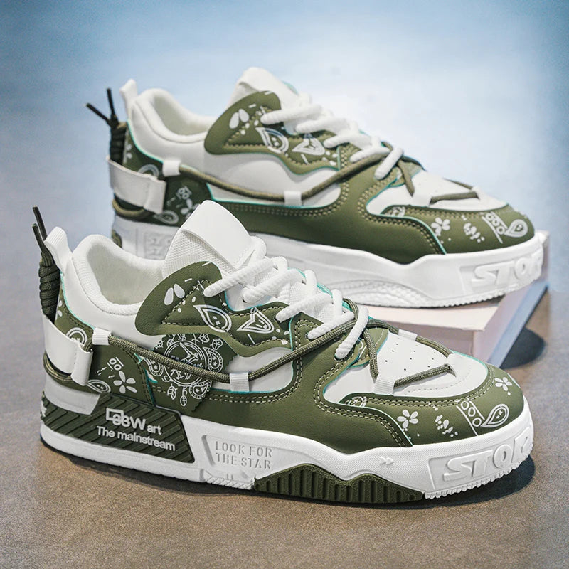 Sports casual shoes, graffiti board shoes, men's casual shoes, all-season shoes, suitable for outdoor hiking, leisure,