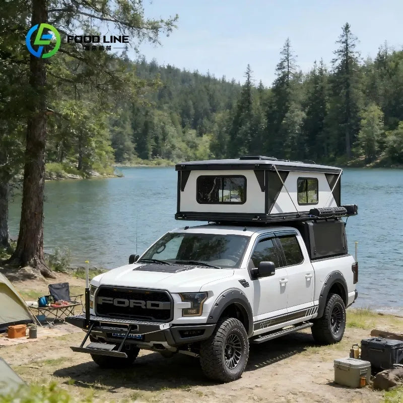 Truck Camping Cabin, Fully Equipped Pop-up Camping Cabin with Shower, Kitchen, Bed, and Storage, Suitable for Outings and Travel