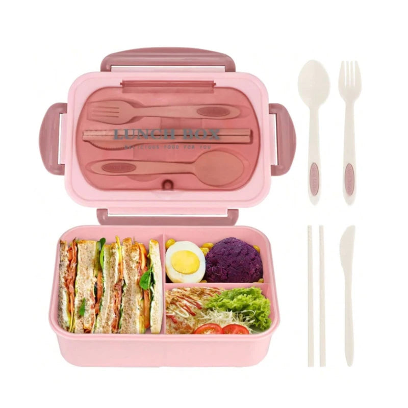 Set Bento Box for Adults, a Food Container for Lunch, Equipped with Tableware, Can Be Placed in a Microwave and Dishwasher