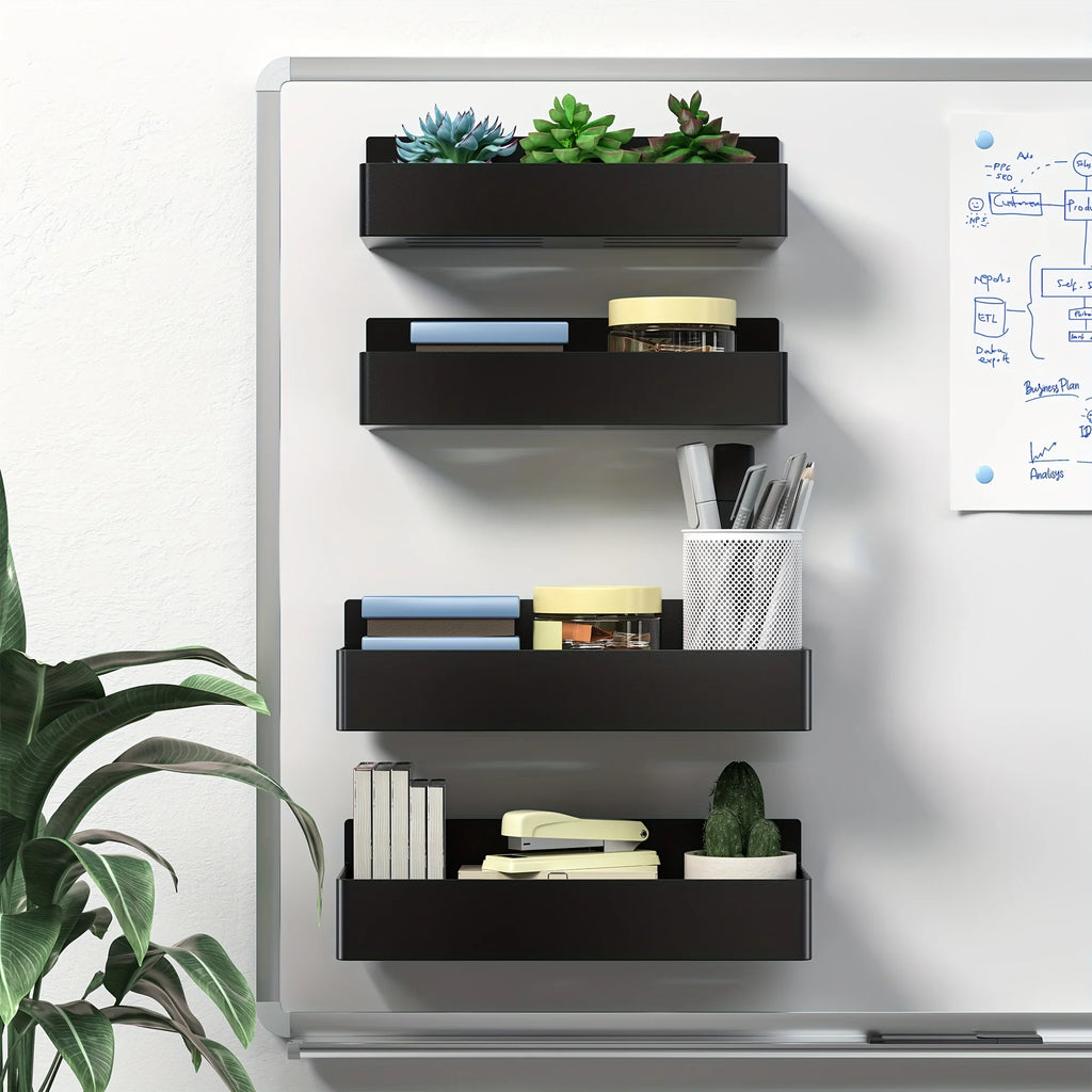 2pcs New Saving Space Strong Magnetic Shelves No Drilling Plastics Storage Basket Spice Storage Rack Refrigerator Microwaves