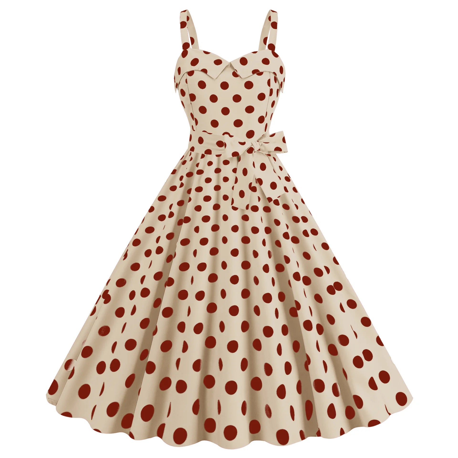 Vintage Classical Polka Dot Printed Dress Women's Sexy Sling Strap Wrap Chest Dress Valentine's Day Streetwear Spring Summer