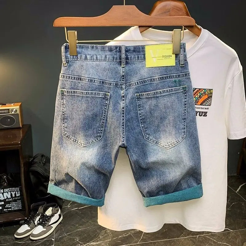 Summer Thin Denim Shorts Men's Trendy Brand Fashion Bermuda Shorts for Men Breathable Design Casual Clothes Man Medium Pants