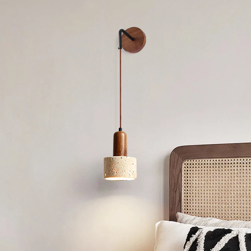 Natural Yellow Marble Led Wall Lamp Japanese Wabi Sabi Home Stay Bedside Decorative Lamp Warm Color Study Restaurant Light