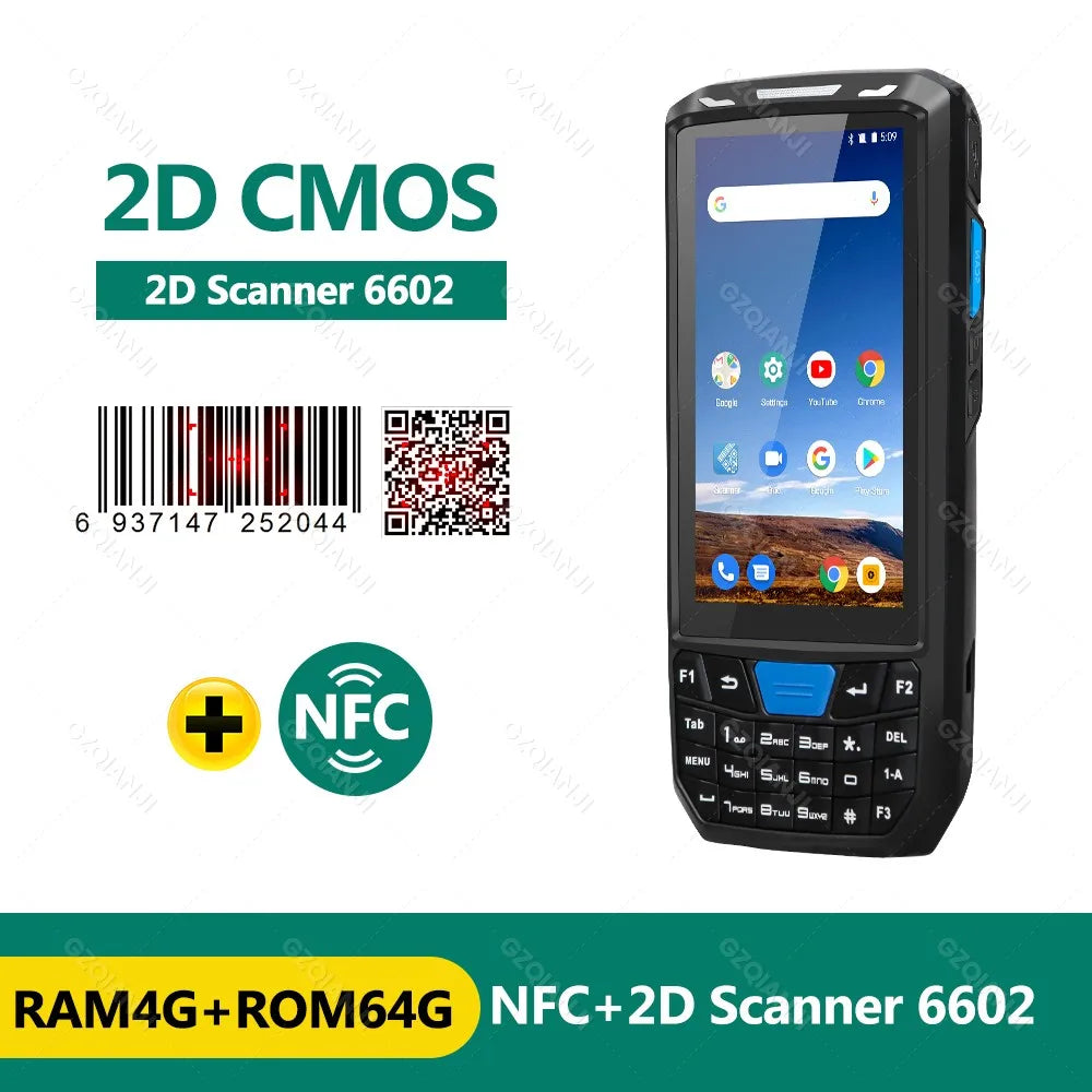 4G 64G Android 13 Terminal Handheld Mobile Rugged PDA with Bluetooth Wifi 1D 2D Barcode Scanner Reader GPS Warehouse Code Read
