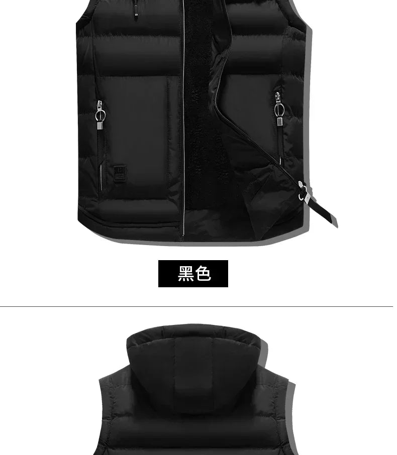 New Brand Mens Outdoors Vests Men's Winter Vest Cotton-Padded hot sale Vest Men Warm Hooded Waistcoat Casual Male Coats Vests