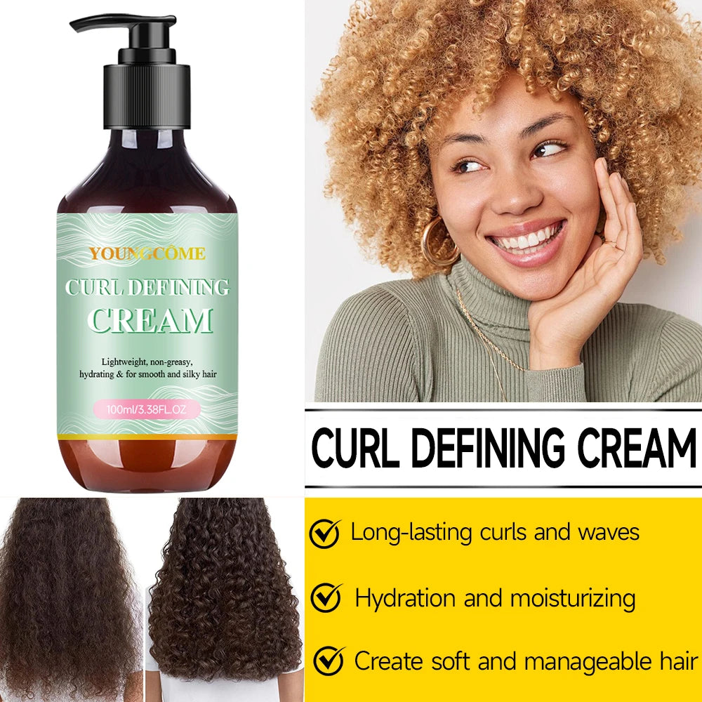 Curl Defining Cream for Curly Hair Styling Curling Moisture Lotion Anti Frizzy Bounce Sculpting Boost Hair Conditioner Care100ml