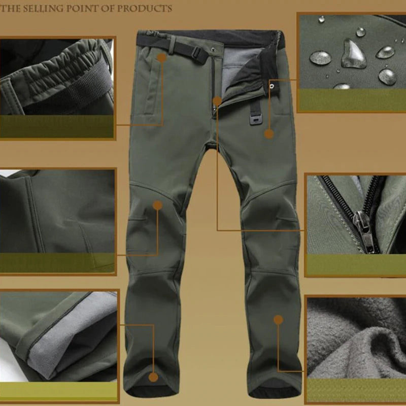 Winter Pants Men Soft Shell Fleece Warm Long Trousers Casual Sports Outdoors Sports Tactical Cargo Windproof Windproof Keepwarm