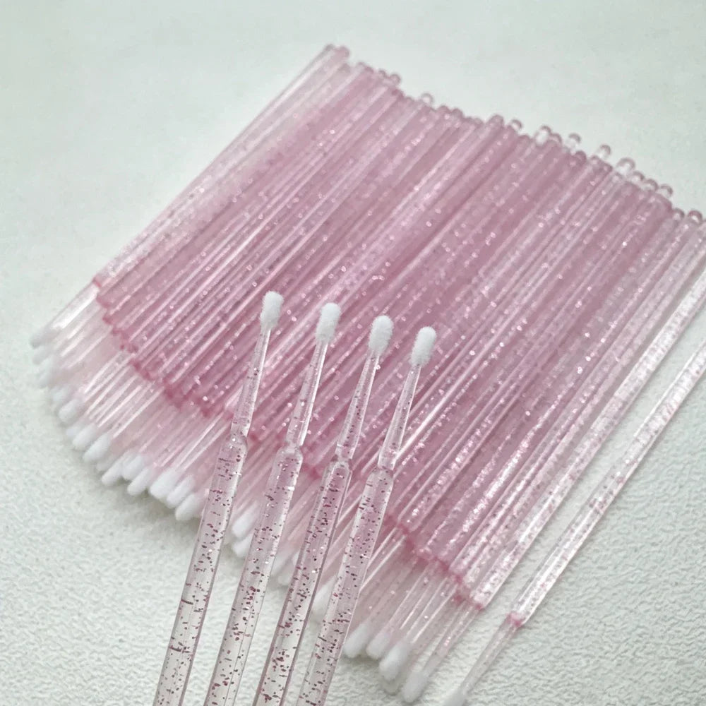 100PCS Crystal Micro Brush Disposable Lashes Removing Swab Mascara Wands Applicator Eyelash Extension Brushes Makeup Tools