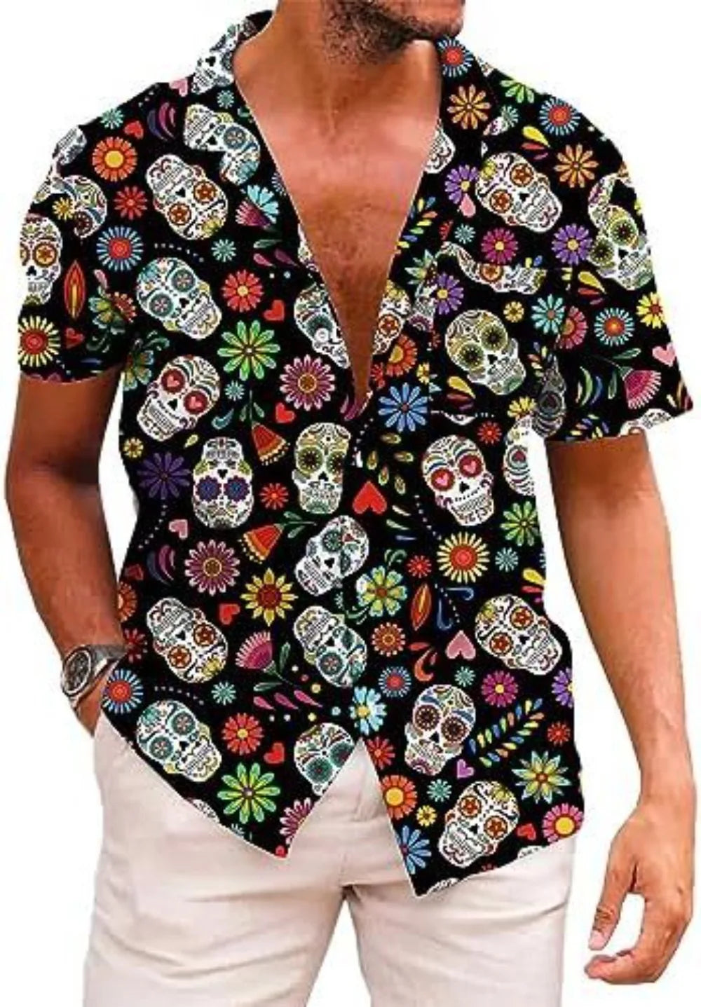 Summer Trendy Hawaiian Men's Palm Beach Shirt Tropical Vacation Clothing