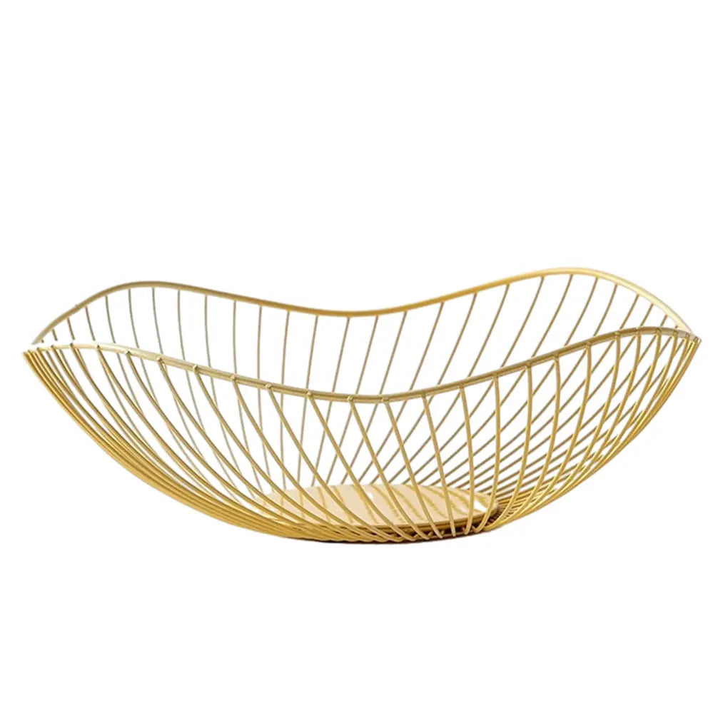 Metal Fruit Baskets Exquisite Appearance Sturdy And Durable Multifunctional Large Capacity Open Wire gold Straight large