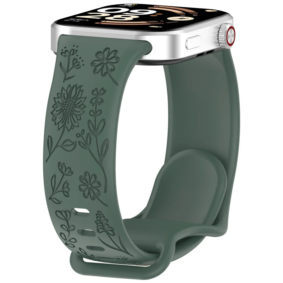 3D Carved Flowers Strap For Xiaomi Mi Smart Band 8 Pro/9 Pro/10 Pro Replacement Sport WristBand For Redmi Watch 4 5 6 Bracelet