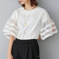 Flare Sleeve Shirts & Blouses Fashion Loose 2026 Woman Blusas New Arrivals Camisas Japan Korean Ropa Mujer Summer Tops