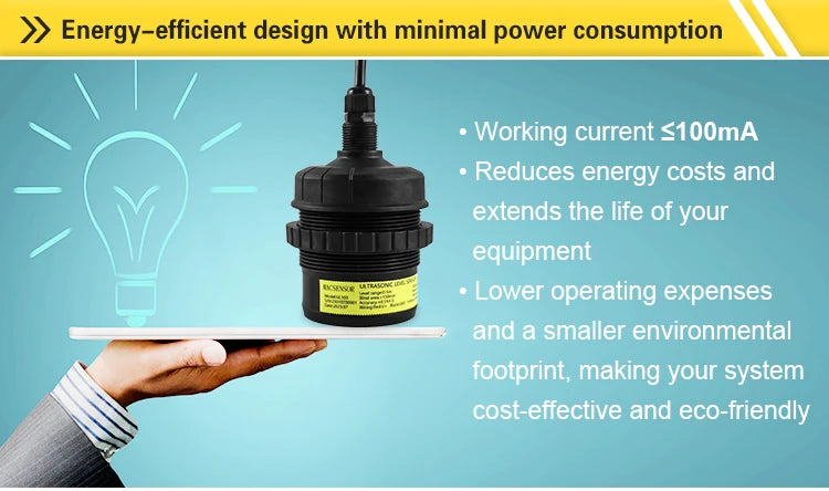 Ultrasonic Type Optional 5~ 15m 420ma 10-30 VDC 100mA Supply Seawater Level Sensor